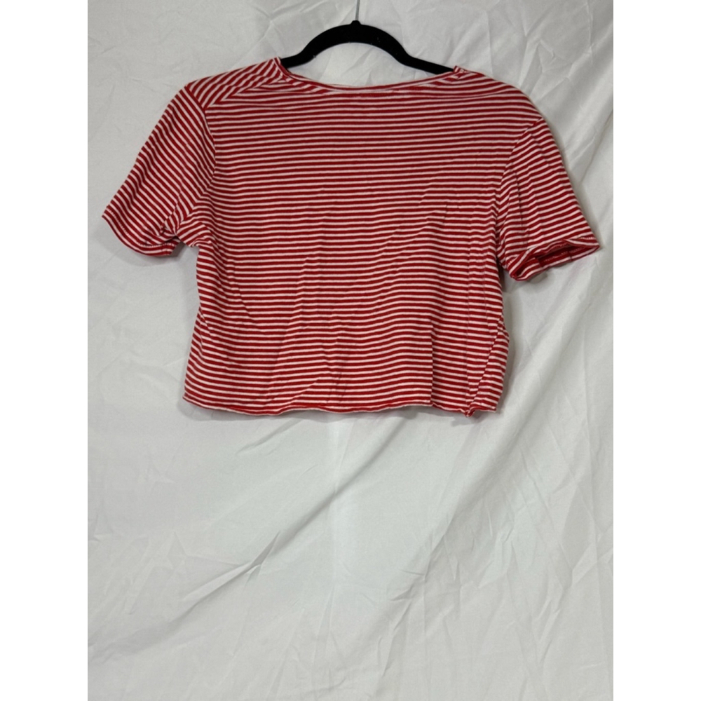 ☔️ Women's Zara Trafaluc Top Size S Red Striped - Picture 2 of 3